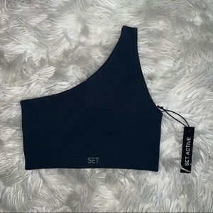 SETactive Oxford Ribber one shoulder and biker shorts set